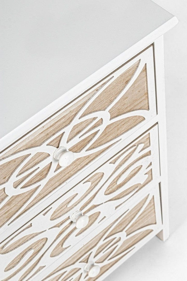Bizzotto Comodino con 3 cassetti Pattern Bianco
