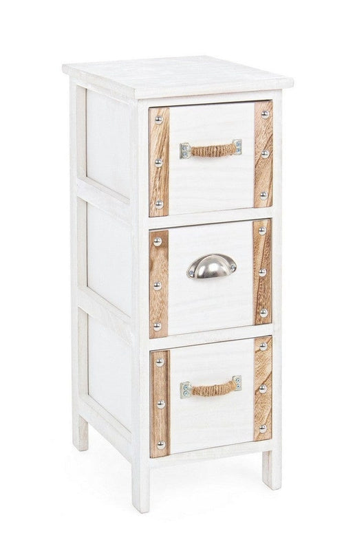 Bizzotto Comodino con 3 cassetti Romance Slim Bianco