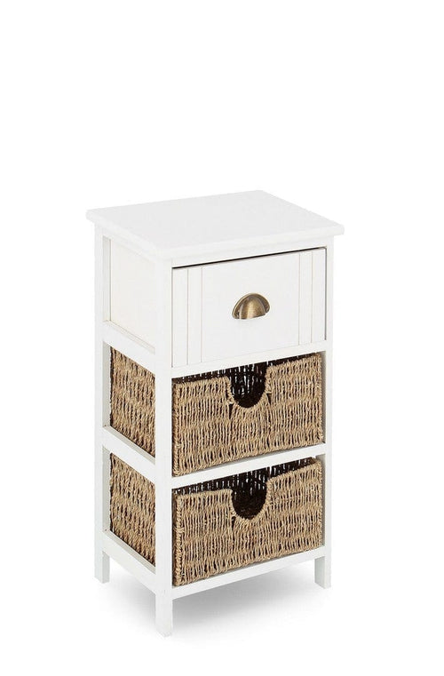 Bizzotto Comodino con 3 cassetti Sierra Slim Bianco
