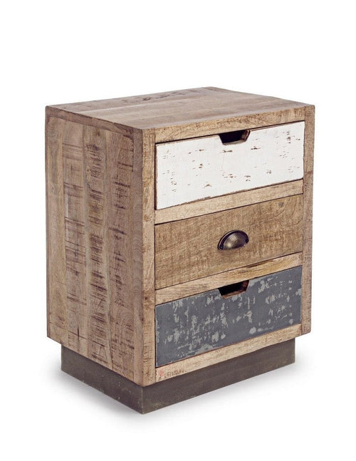 Bizzotto Comodino con 3 cassetti Tudor Naturale