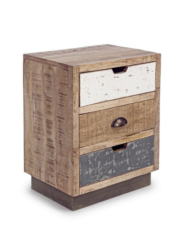 Bizzotto Comodino con 3 cassetti Tudor Naturale
