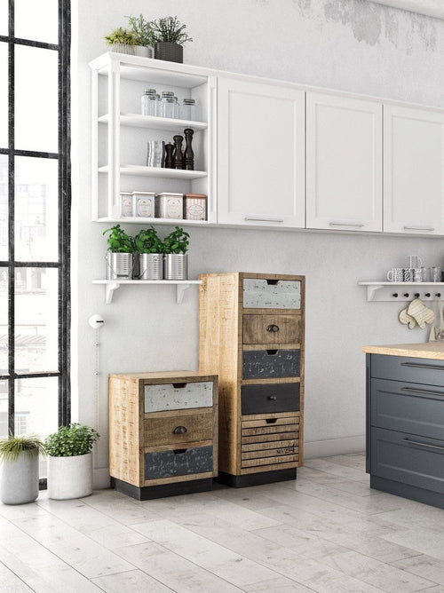 Bizzotto Comodino con 3 cassetti Tudor Naturale