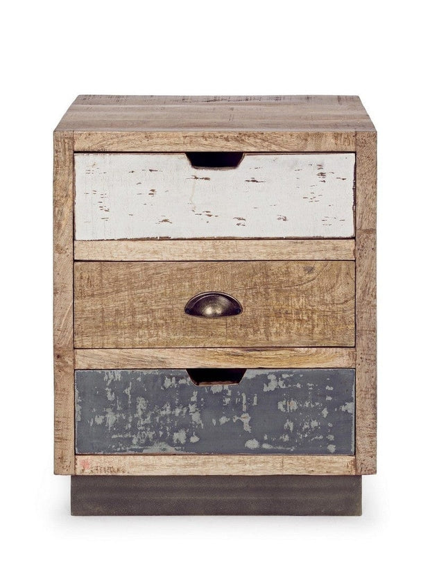 Bizzotto Comodino con 3 cassetti Tudor Naturale