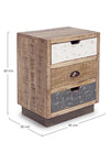 Bizzotto Comodino con 3 cassetti Tudor Naturale