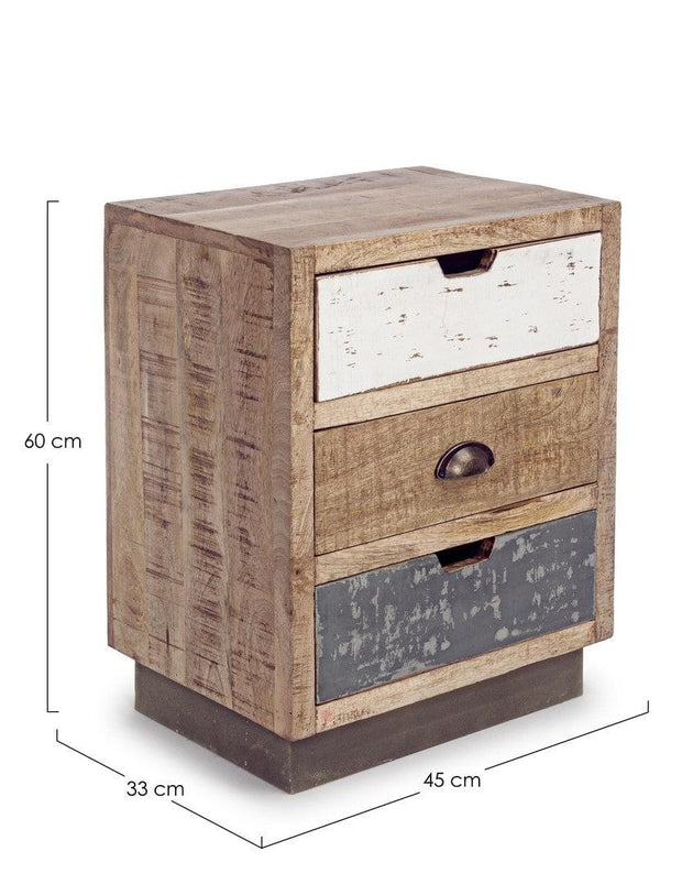 Bizzotto Comodino con 3 cassetti Tudor Naturale