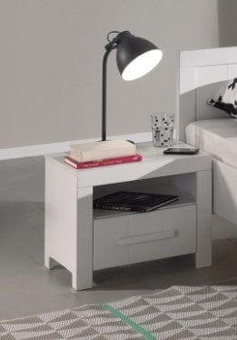 Vipack Comodino Erik in legno di pino e MDF con 1 cassetto, per bambini Erik Bianco, l50xL39xH42 cm
