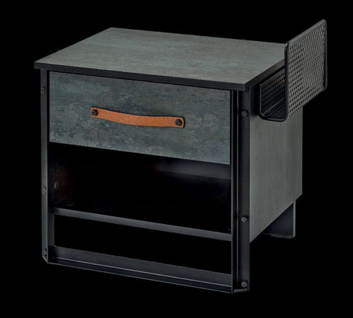 Cilek Comodino giovanile in legno e metallo con 1 cassetto, Dark Metal Black / Graphite, l55xL40xH53 cm