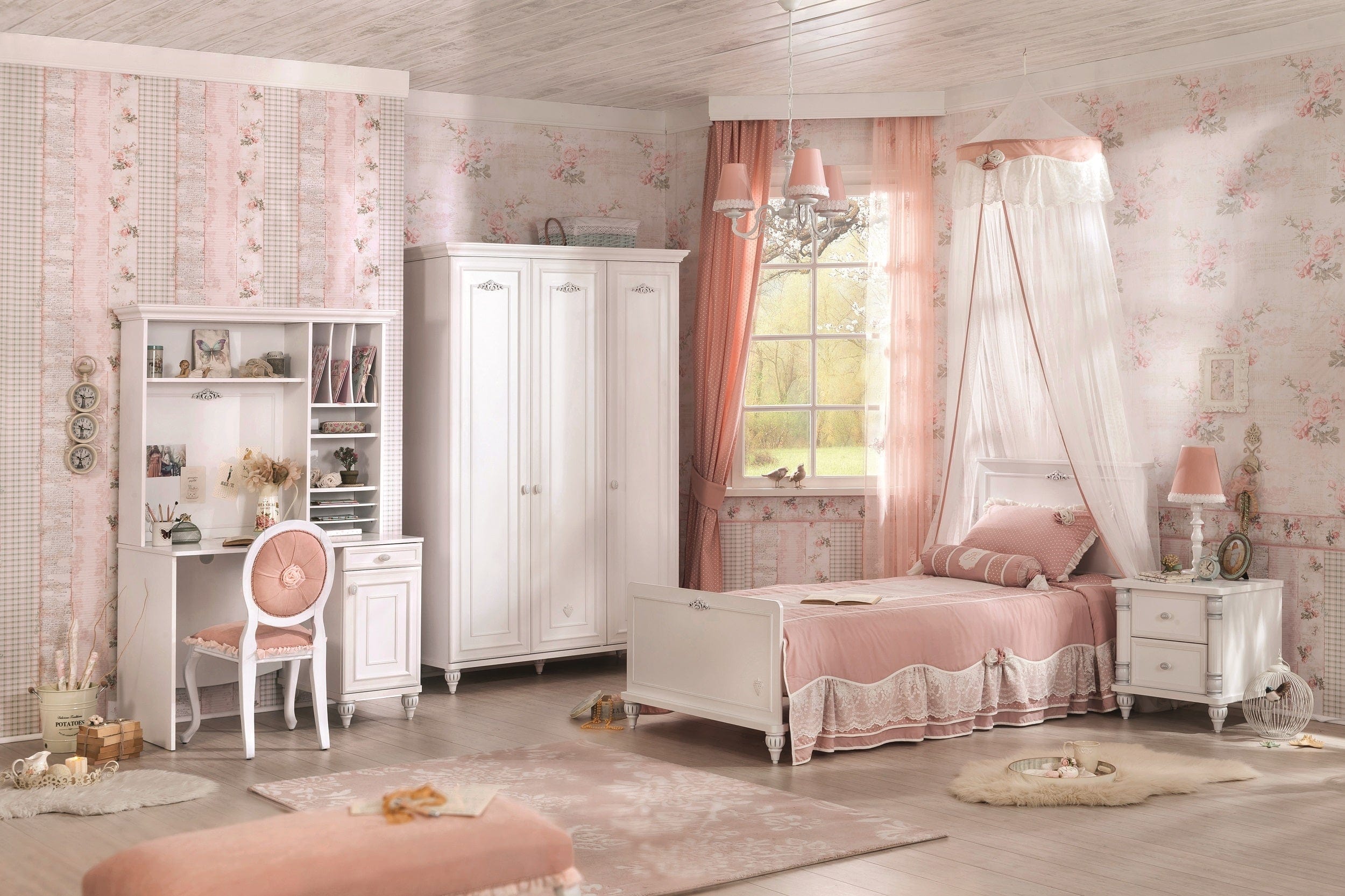 Cilek Comodino in legno con 2 cassetti, per bambini e ragazzi, Romantica White, l50xL42xH56 cm