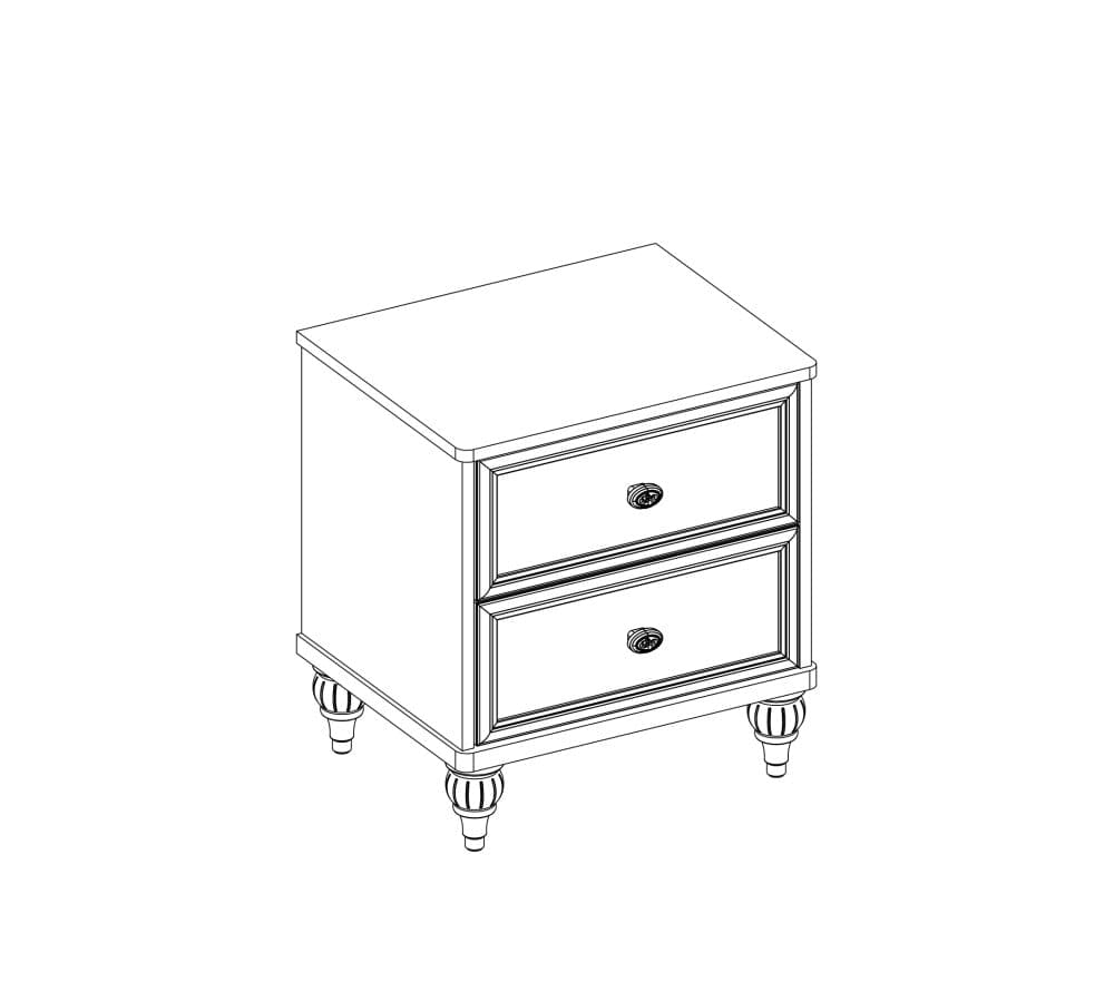 Cilek Comodino in legno con 2 cassetti, per bambini e ragazzi, Romantica White, l50xL42xH56 cm