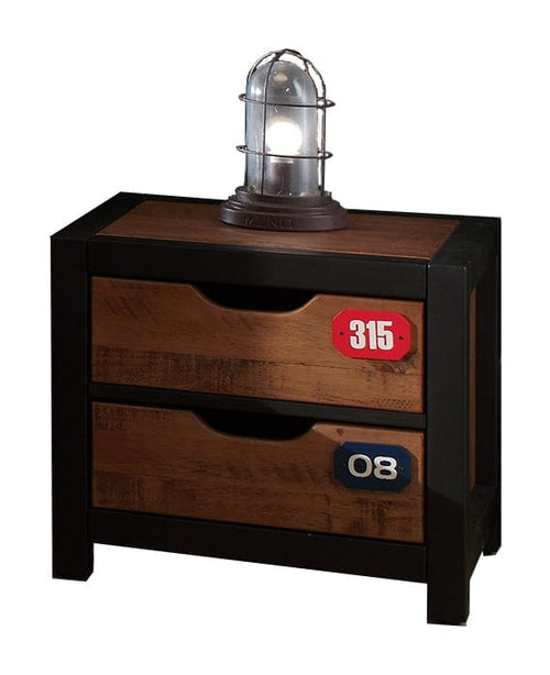 Vipack Comodino in legno di pino e MDF con 2 cassetti, per bambini Alex Natural / Black, l50xL45xH45 cm