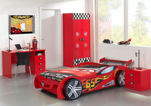 Vipack Comodino in MDF con 2 cassetti, per bambini Le Mans Red, l47xl47xh39,4 cm