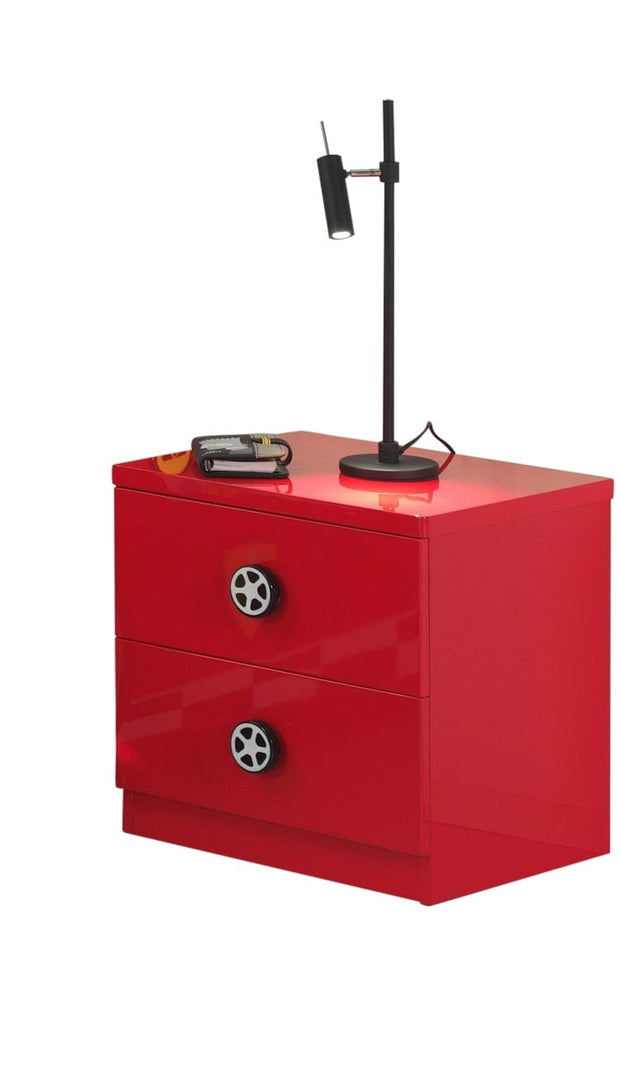 Vipack Comodino in MDF con 2 cassetti, per bambini Le Mans Red, l47xl47xh39,4 cm