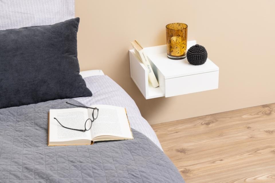 Actona Comodino sospeso con 1 cassetto Ashlan Bianco