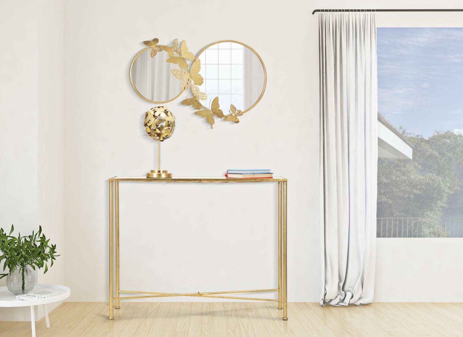 Mauro Ferretti Console Butterflies Glass cm 100x35x80