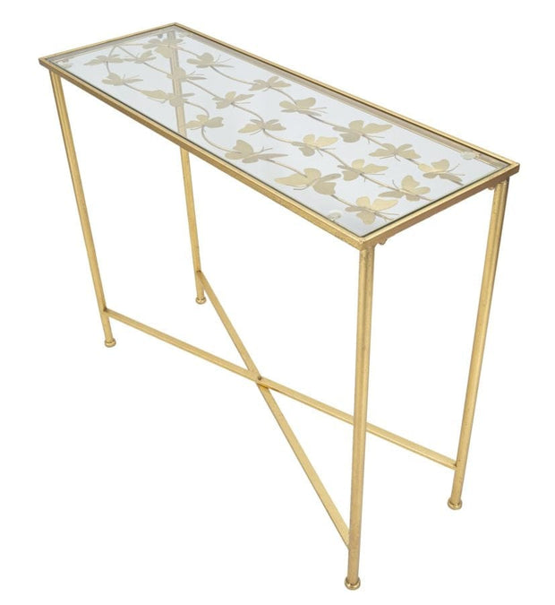 Mauro Ferretti Console Butterflies Glass cm 100x35x80