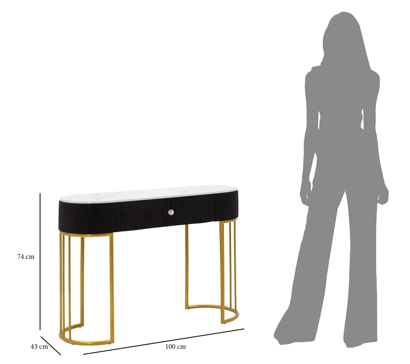 Mauro Ferretti Console Montpellier Nera cm 100x43x74