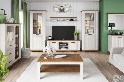 Szynaka Country 35 Bianco / Rovere, l141xL22xH23 cm