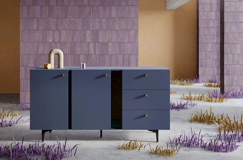 Lenart Credenza a 3 cassetti e 2 ante Colours Medium CS 02 Opaco Blu