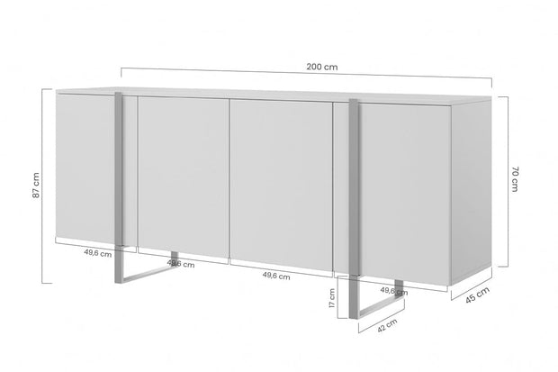 Bogart Credenza a 4 ante Verica 200-4D Crema