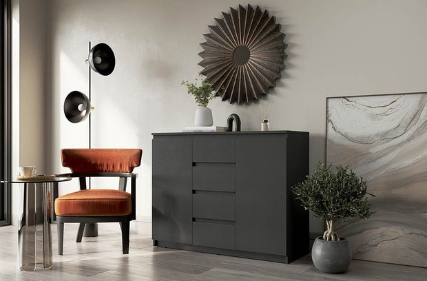 Lenart Credenza a 4 cassetti e 2 ante Idea 04 Opaco Nero