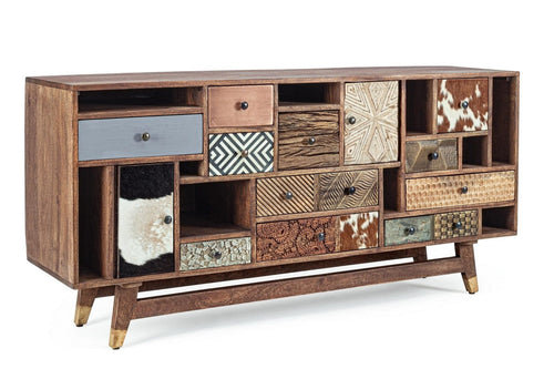 Bizzotto Credenza con 11 cassetti e 2 ante Dhaval Multicolore