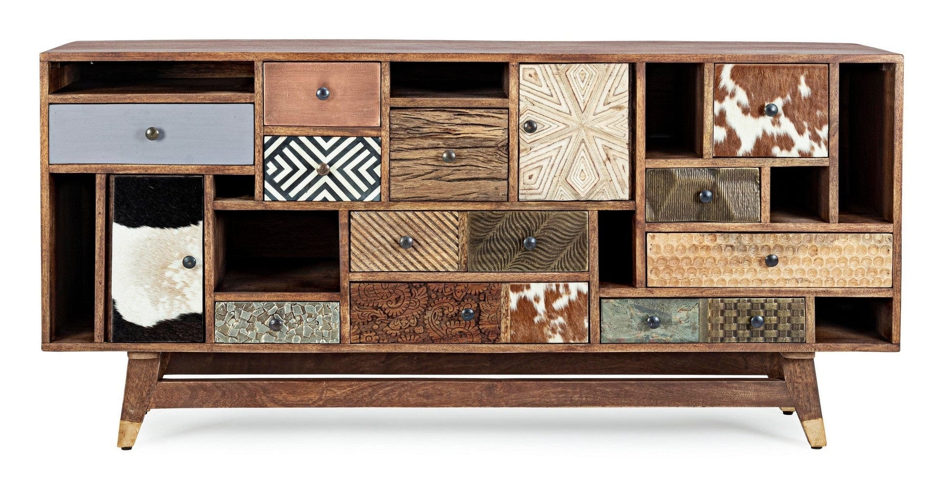 Bizzotto Credenza con 11 cassetti e 2 ante Dhaval Multicolore