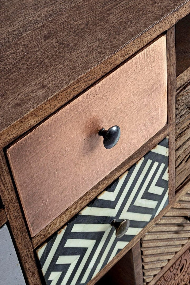 Bizzotto Credenza con 11 cassetti e 2 ante Dhaval Multicolore