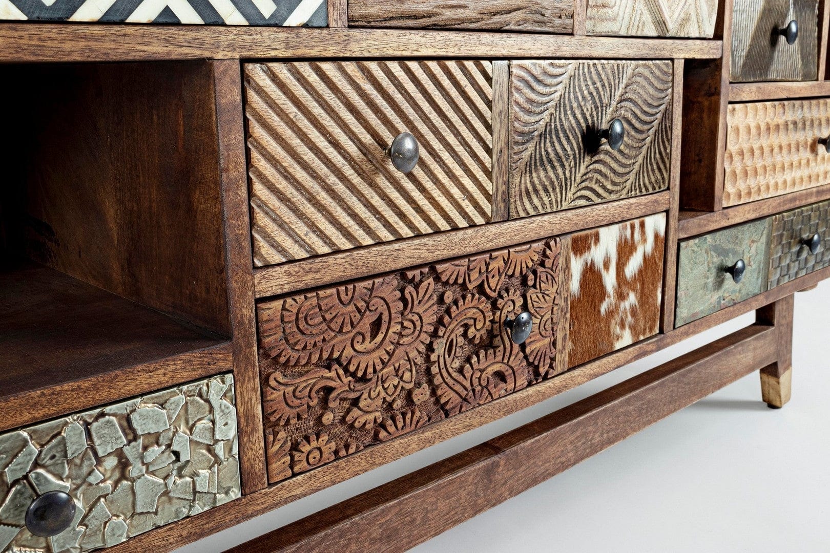 Bizzotto Credenza con 11 cassetti e 2 ante Dhaval Multicolore