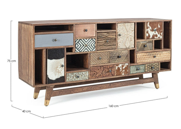Bizzotto Credenza con 11 cassetti e 2 ante Dhaval Multicolore