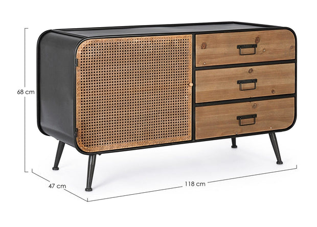 Bizzotto Credenza con 3 cassetti e 1 anta Elton Naturale
