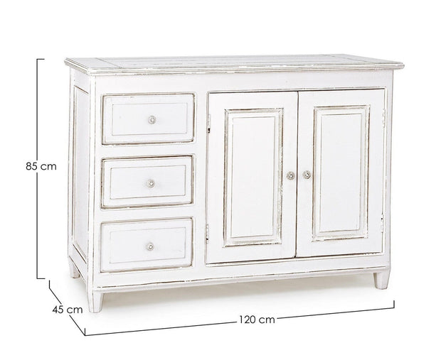 Bizzotto Credenza con 3 cassetti e 2 ante Colette Bianco