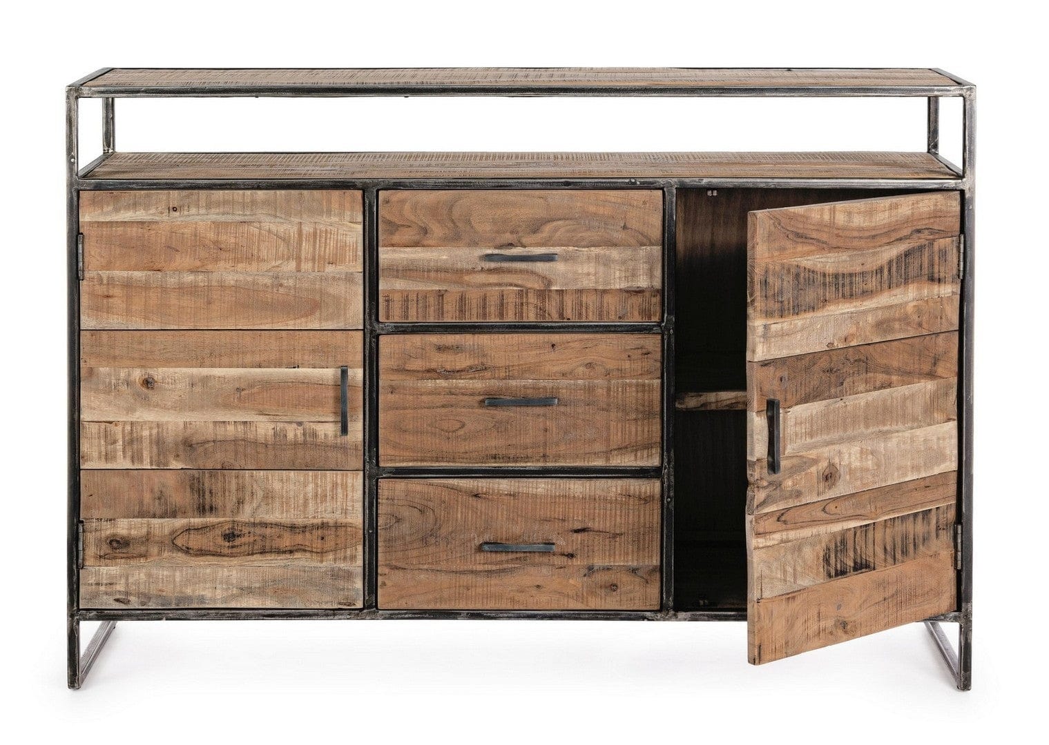 Bizzotto Credenza con 3 cassetti e 2 ante Elmer Naturale
