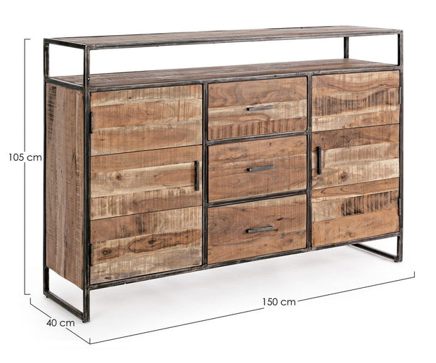 Bizzotto Credenza con 3 cassetti e 2 ante Elmer Naturale