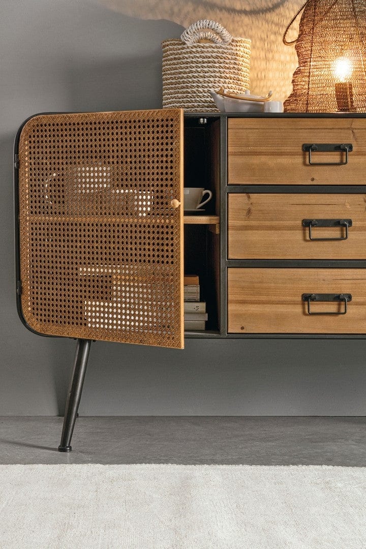 Bizzotto Credenza con 3 cassetti e 2 ante Elton Naturale