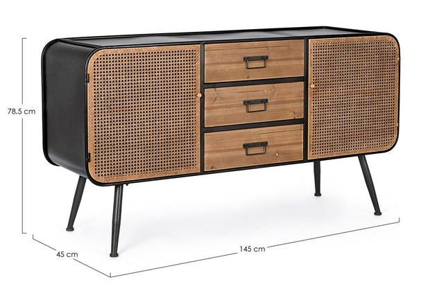 Bizzotto Credenza con 3 cassetti e 2 ante Elton Naturale
