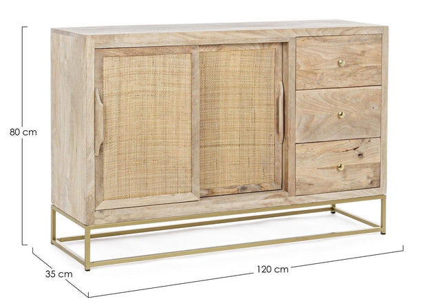 Bizzotto Credenza con 3 cassetti e 2 ante Exor Naturale