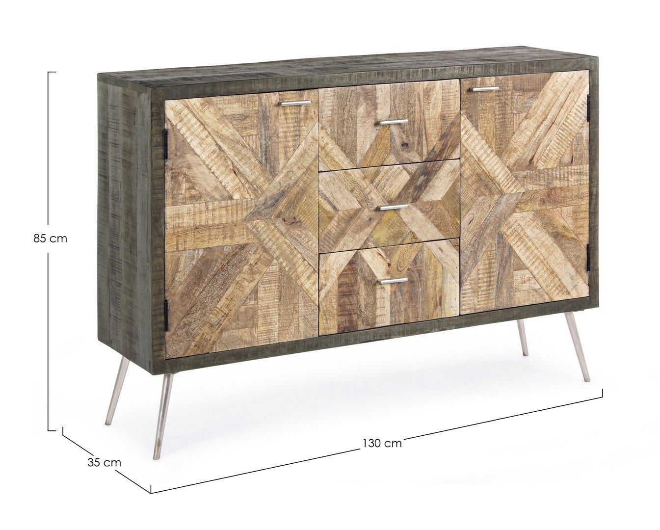Bizzotto Credenza con 3 cassetti e 2 ante Norwood Naturale