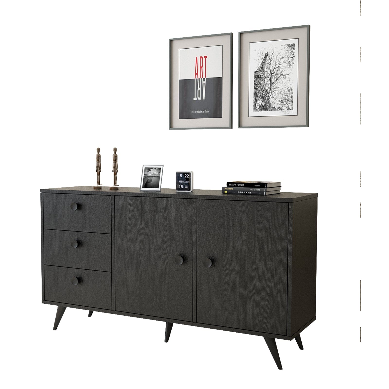 Asir Credenza con 3 cassetti e 2 ante Vilamo VL9-332 Nero