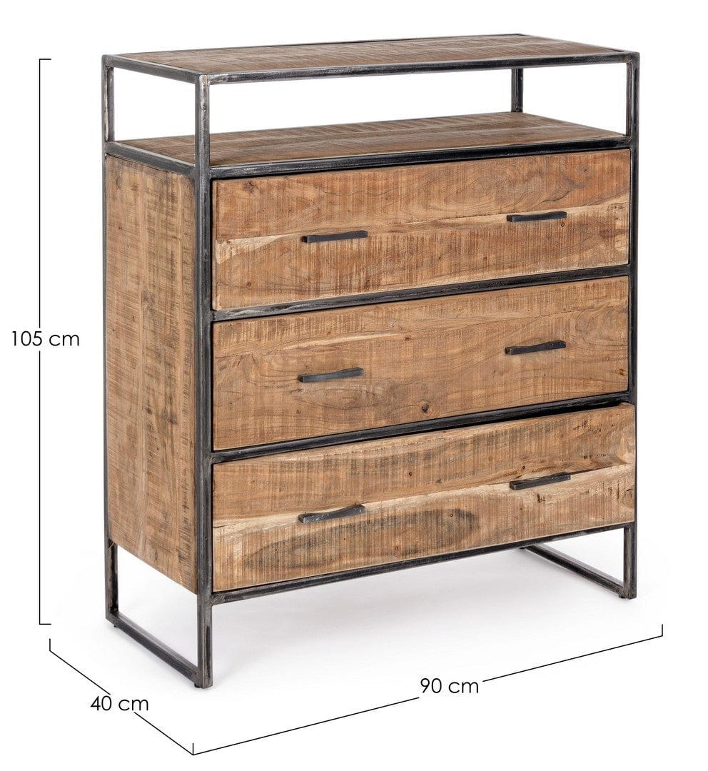 Bizzotto Credenza con 3 cassetti Elmer Naturale