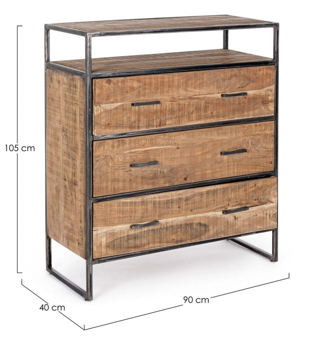 Bizzotto Credenza con 3 cassetti Elmer Naturale