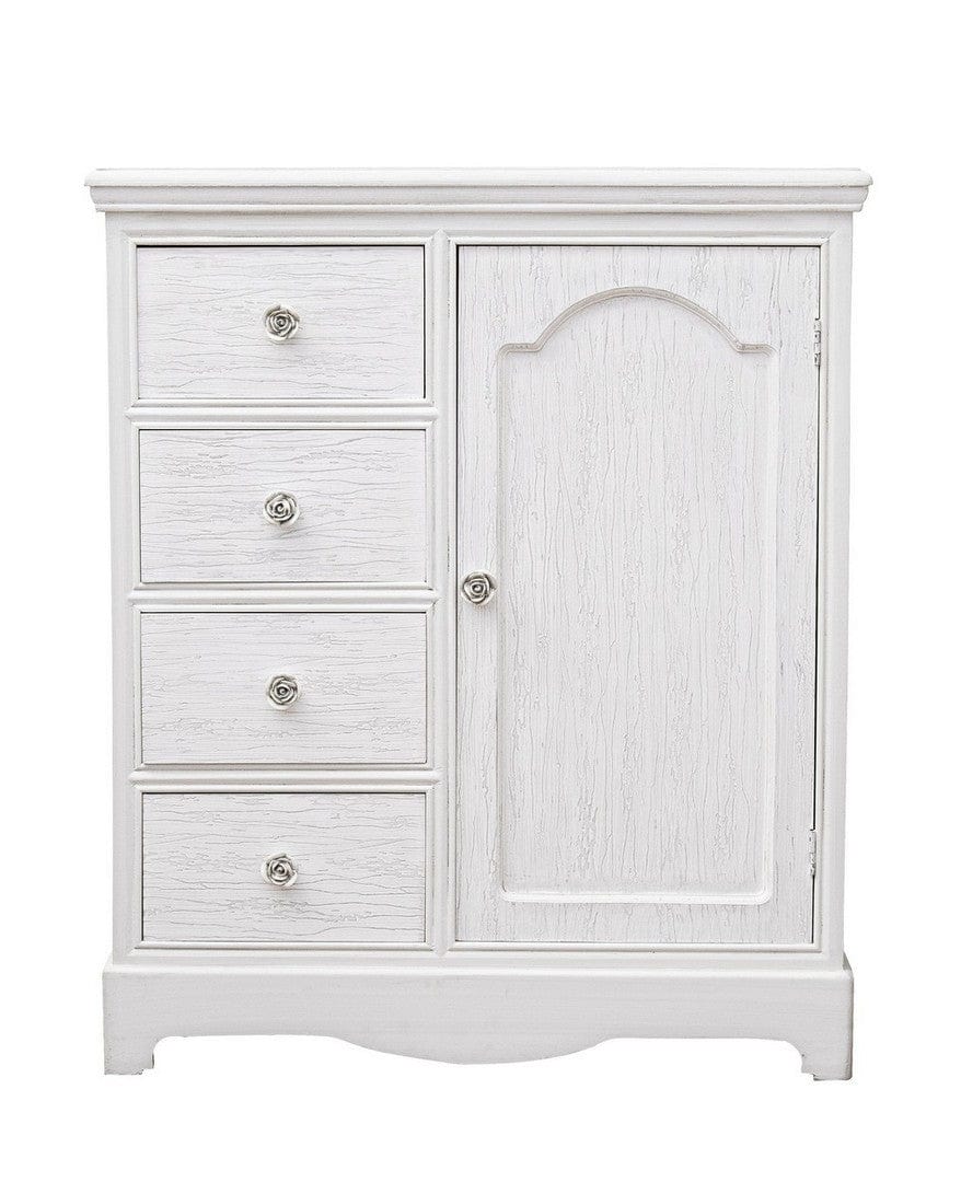 Bizzotto Credenza con 4 cassetti e 1 anta Blanc Bianco