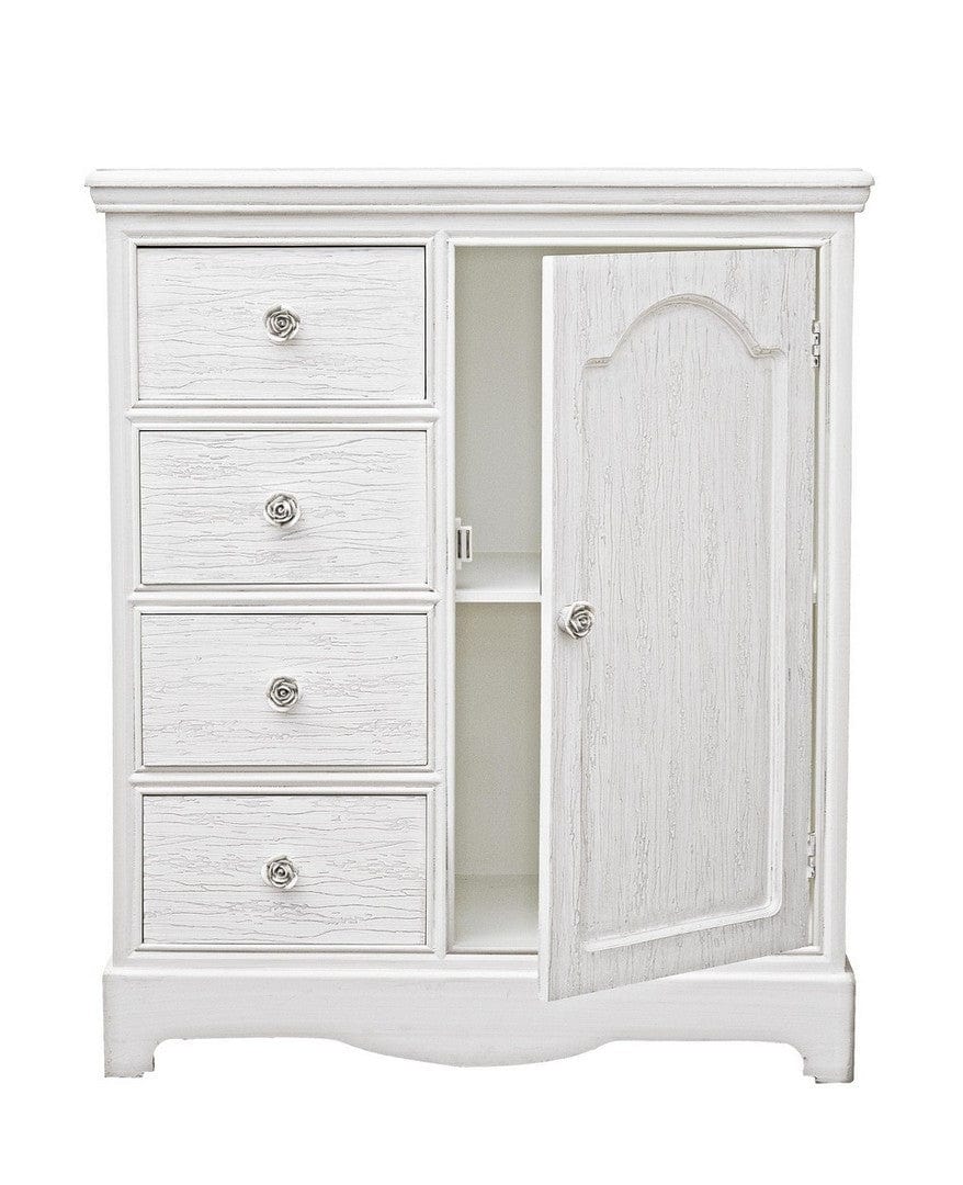 Bizzotto Credenza con 4 cassetti e 1 anta Blanc Bianco