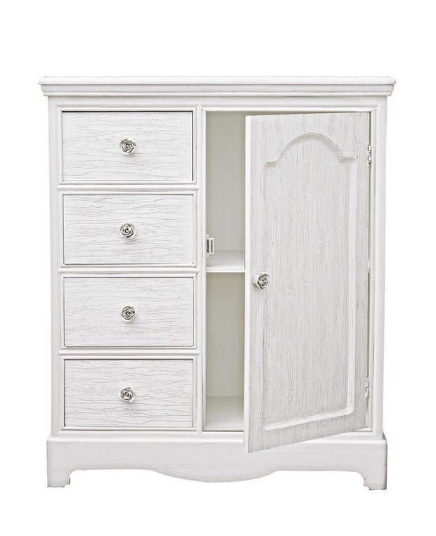 Bizzotto Credenza con 4 cassetti e 1 anta Blanc Bianco