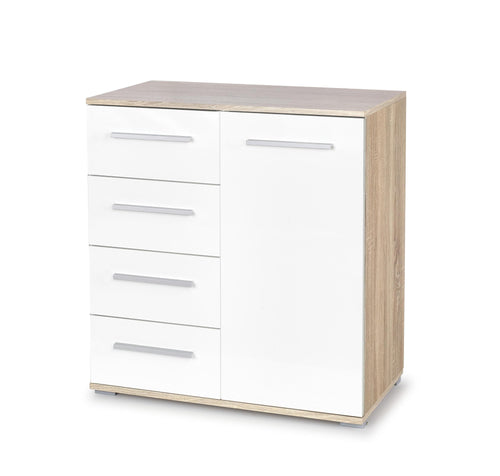Halmar Credenza con 4 cassetti e 1 anta Liamis KM-2 Bianco