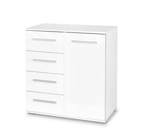 Halmar Credenza con 4 cassetti e 1 anta Liamis KM-2 Bianco