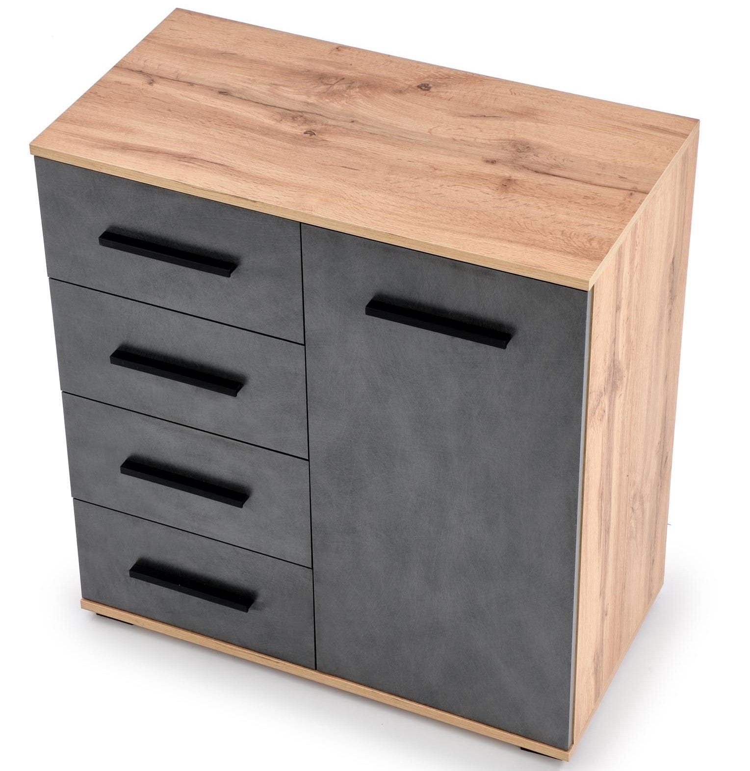 Halmar Credenza con 4 cassetti e 1 anta Liamis KM-2 Grigio