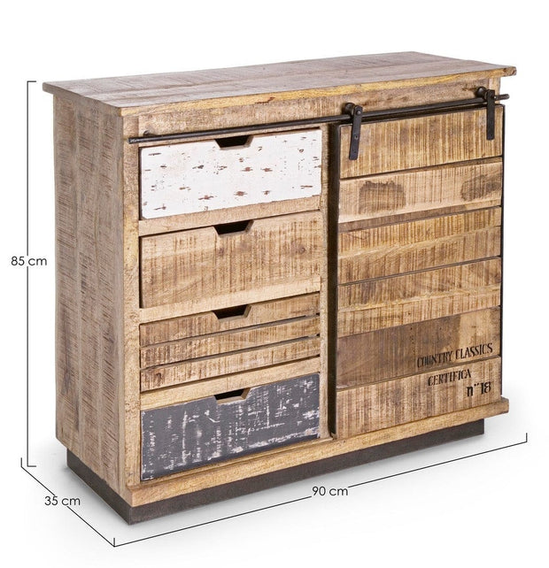 Bizzotto Credenza con 4 cassetti e 1 anta Tudor Naturale