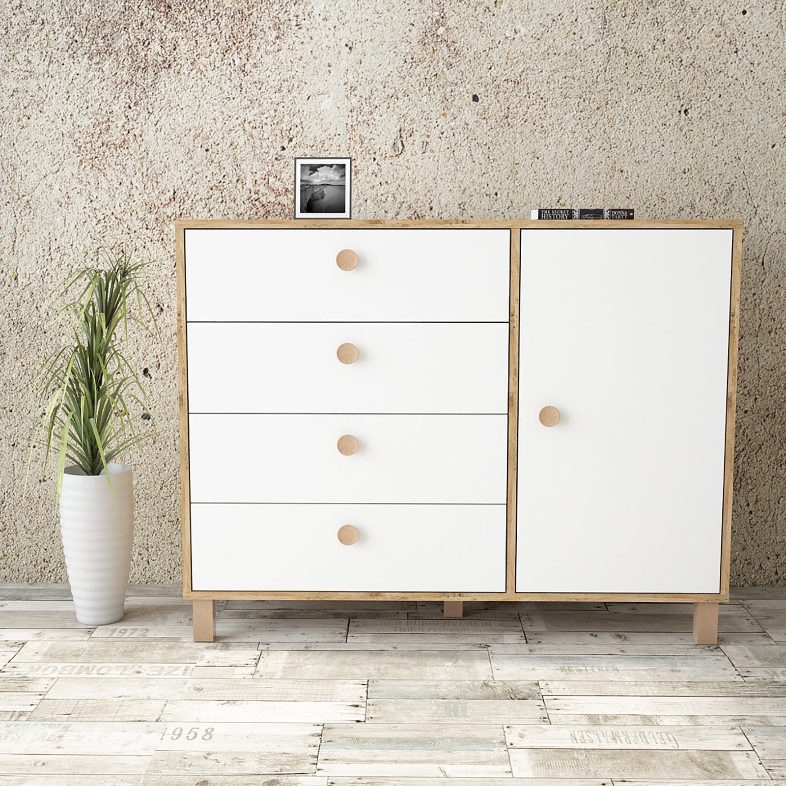 Asir Credenza con 4 cassetti e 1 anta Vilamo VL81-217 Bianco