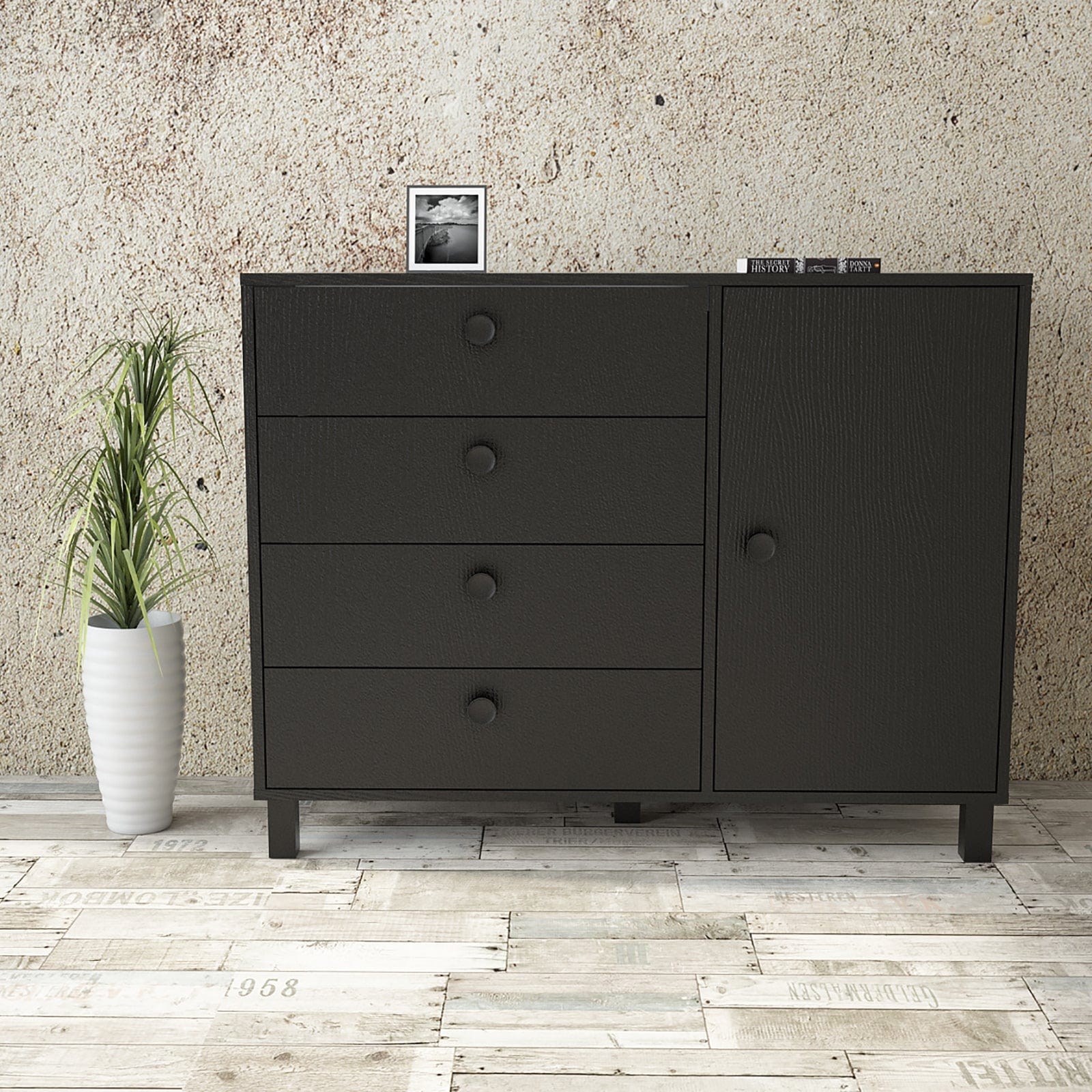 Asir Credenza con 4 cassetti e 1 anta Vilamo VL81-338 Nero