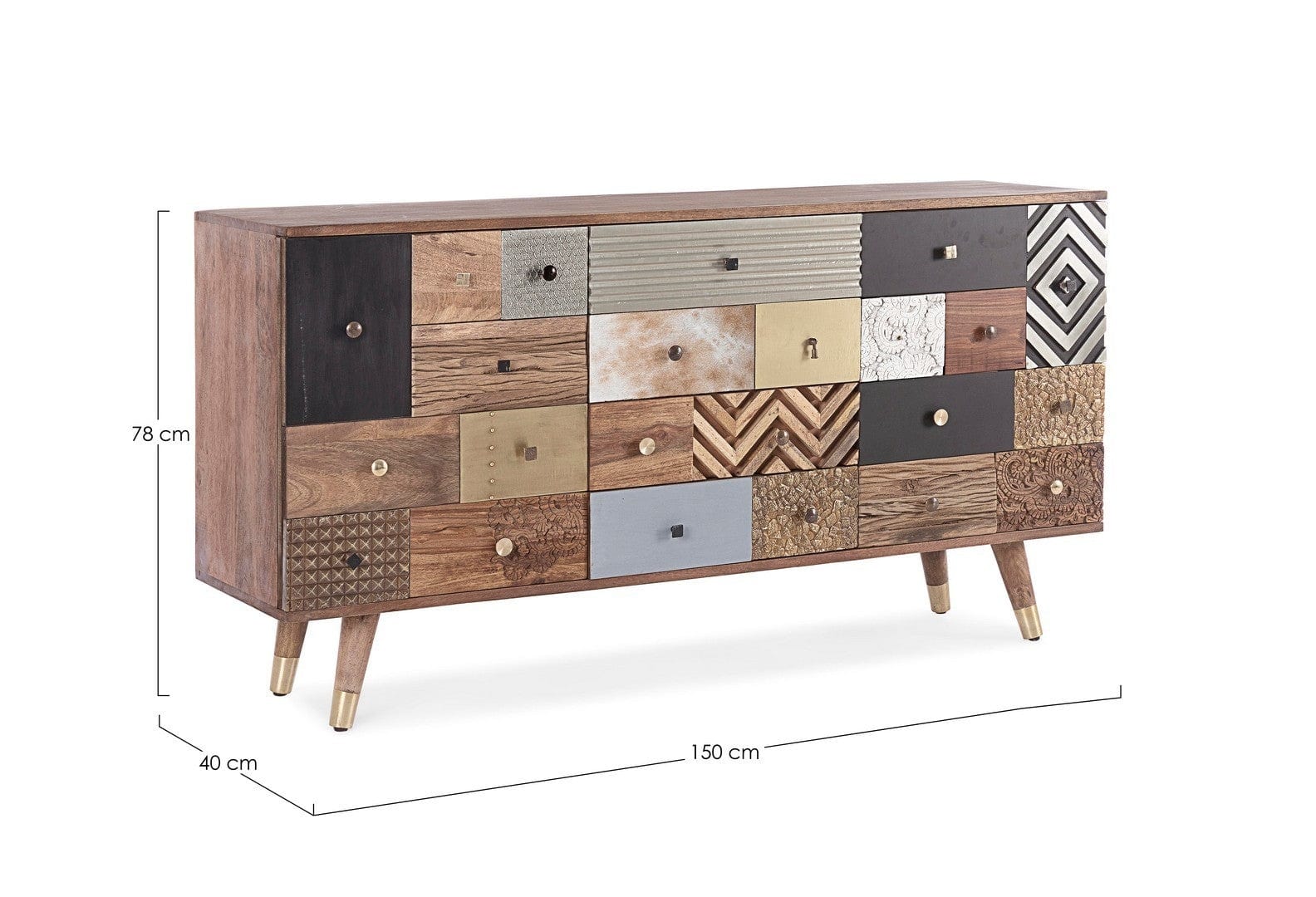 Bizzotto Credenza con 4 cassetti e 2 ante Dhaval Multicolore